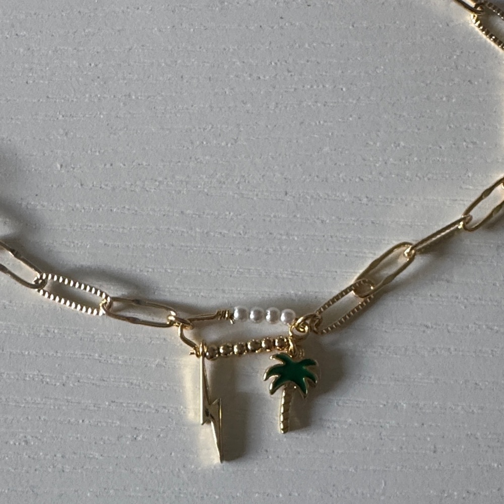 Hand Made Palm Tree Charm Necklace